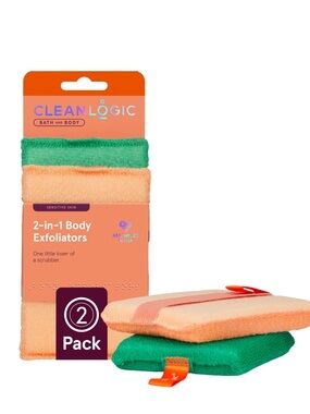 NWT Cleanlogic 2-in-1 Body Exfoliators Orange & Green